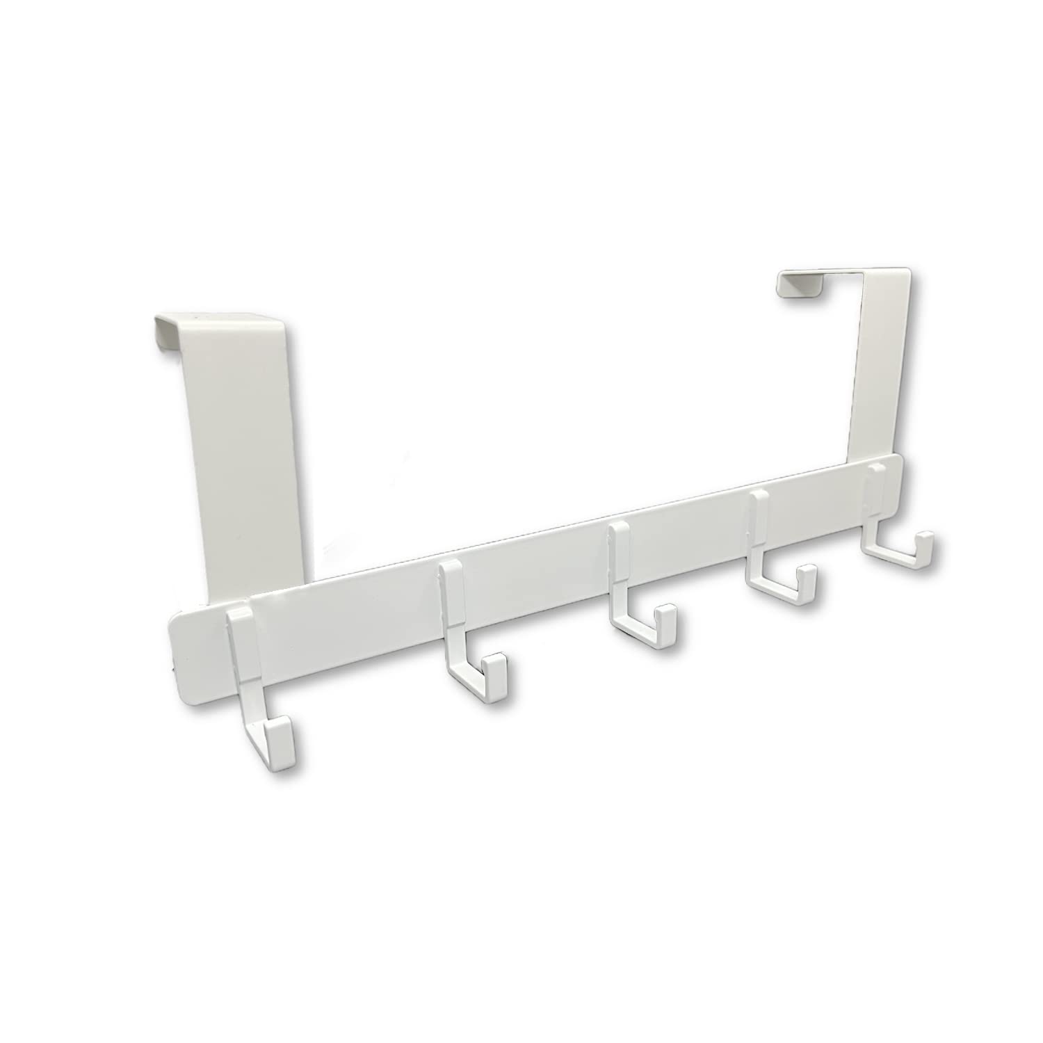 ASOPFYUM Over The Door Hook Hanger, Over Door Coat Hooks - 5 Hooks, Door Hook is Used to Hang Coats, Coats, Jackets, Towels, Bags or Various Other Items (White)