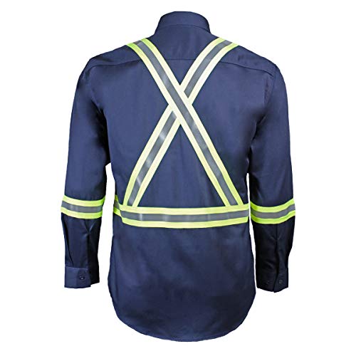 Oil and Gas Safety Supply Men's Flame Resistant Reflective Button Shirt XL Navy