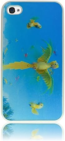 Iphone 4/4S premium 3D cover, case, moving picture, graphic, plastic, elegant (Yellow bird (white))