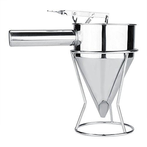 Lyrlody Stainless Steel Baking Funnel Dispenser, Waffle Batter Dispenser, Pancake Maker with Rack for Home Kitchen Bakery Use