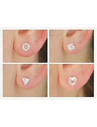 Aro de botón YAN & LEI AAA para oreja, con brillantes de zirconita transparentes, juego de 5 pares con pata plástica hipoalergénica