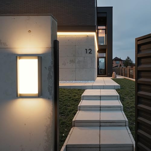 Klighten LED Outdoor Lamp 24 W, 3000 K Warm White Wall Light, Waterproof IP65, Suitable for Terraces, Anthracite