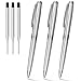 Ballpoint Pens, F-color 3 Pack Retractable Business Ballpoint Pens with 3 Extra Refills, Stainless Steel Twist Ball Pens Gift with Black Ink Medium Point (1.0 mm), Silver