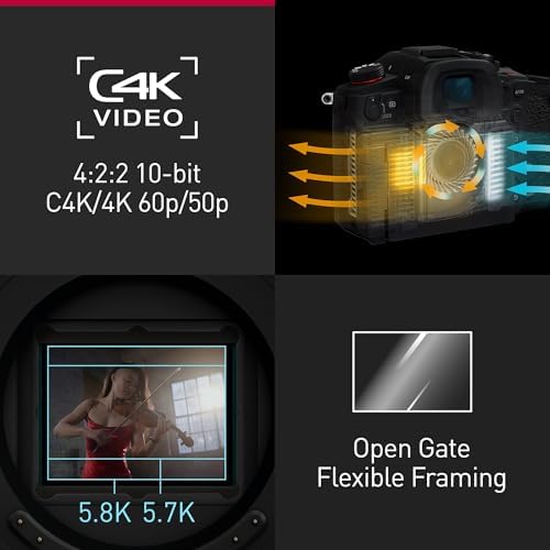 Lumix DC-GH7E Micro Cuatro Tercios Cuerpo Cámara Sin Espejo, 25,2 MP, C4K/4K 4:2:2 60/50p, AF Híbrido Fases, IS Activo, 32 bits, OLED, Negro