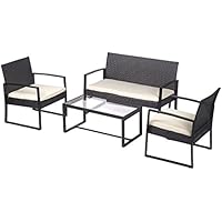 Sale 4 Pcs Outdoor Patio Sofa Set Sectional Furniture Pe Wicker Rattan Deck Couch Hockley Bench Cushion