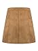 Persun Women's Brown Faux Suedettte Button Front Plain A-line Mini Skirt ,Brown ,Large