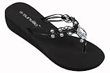 Womens Fashion Wedge Sandals Thongs Flip Flop W/Stones
