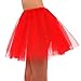 YoungLove Women 3 Layered Tulle Ballerina Running Tutu Skirt, Red