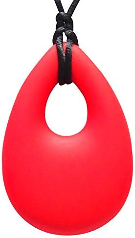 Baby Teething Necklace BPA Free All Natural Baltic Amber Free Silicone Teether Ring Pendant for Nursing Moms Red Teether