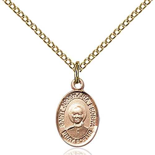 Gold Filled St. Josemaria Escriva Pendant 1/2 x 1/4 inches with Gold-Filled Lite Curb Chain