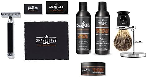 Classic Grooming Complete Set - Includes Safety Razor, Pre-Shave Oil, Shave Lather, After Shave, SilverTip Shave Brush and Stand