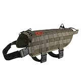OneTigris Tactical Dog Training Vest Harness with Mesh Padding and Two Handles (Ranger Green, XL / 54cm)