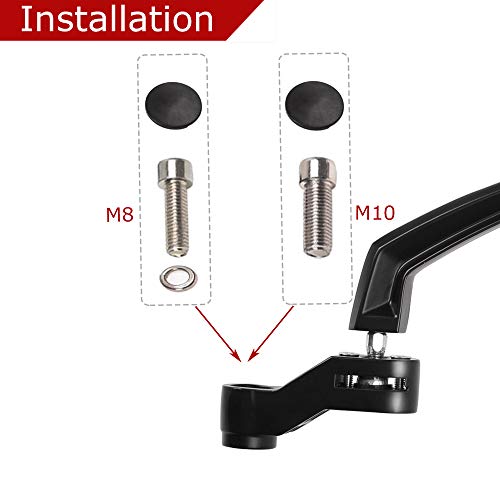 Evermotor Universal Motorcycle Mirrors with M8 M10 Clockwise and Counter Clockwise Threaded Bolts for ATV Scooter Cruiser Roller Kawasaki Yamaha Suzuki Honda