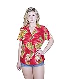 Hawaiian Shirt Women Scenic Flower Print Aloha Beach Blouse