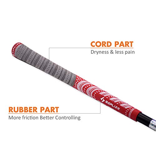 Jaya Golf Grips with Tape, Golf Club Grips, Corded Rubber, Standard Size, Red, Set of 13 Grips