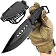 KCCEDGE BEST CUTLERY SOURCE Tactical Knife Hunting Knife Survival Knife Fixed Blade Knife Razor Sharp Edge Camping Accessories Camping Gear Survival Kit Survival Gear Tactical Gear 80244 (Black)
