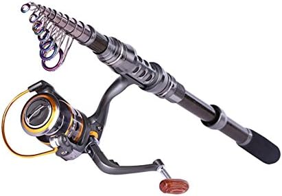 Rocky Outdoors Telescopic Portable Travel Fishing Rod Metal/Carbon Fiber Pole for Fresh water and Saltwater Fishing