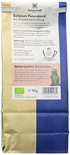 Sonnentor 2x Schönen Feierabend Kräutertee lose (je 50g) Bio-Kräutermischung + Teezange AT-BIO-301 – Bild 4