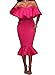 AlvaQ Women's 2017 Elegant Off The Shoulder Party Mermaid Knee Length Bodycon Midi Dress Large Rose