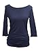 YogaColors Juniors Grey Crystal Boatneck 3/4 Sleeve Longer Length Jersey Tee