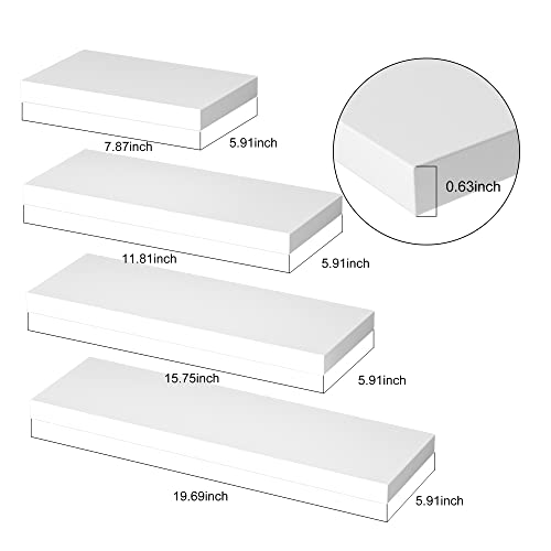 White Floating Shelves Invisible Wall Mounted 4 Sets, Modern Faux Wood