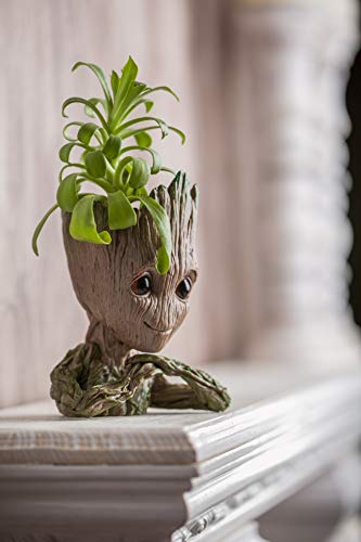 Boxiti Creative Groot Planter – Cute Baby Groot Pen Pot Ideal Gift – Groot Action Figures Pen Holders – Groot Flowerpot Baby Model Toy is Best Birthday Gift Comes Free Groot Key Ring