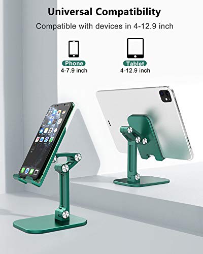 OTISA Foldable Cell Phone Stand for Desk, Height Adjustable Cell Phone Holder with Anti-Slip Base, Case Friendly Compatible with Most Mobile Phone/iPad/Kindle/Tablet(Green)