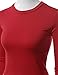 Doublju Basic Long Sleeve Crop Top for Women with Plus Size RED Medium
