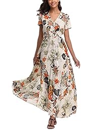 V Fashion vestido largo de playa con botones, estilo bohemio, para mujer