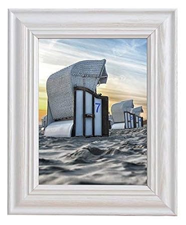 Mein Landhaus Vintage Bilder-Rahmen Stockholm im Shabby Chic Design | Holz-Rahmen in Weiß mit Glas (10x15cm)