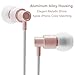 Rovking Wired Earbuds with Mic and Case, Lightweight Ergofit in Ear Headphones, Metal Ear Buds Stereo Bass Earphones Compatible with iPhone iPod iPad Samung Android Cell Phone Laptop Tablet Rose Gold