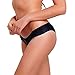 CROSS1946 Sexy Women's Bikini Thong Bottom Brazilian V Cheeky Ruched Semi Swimsuit L Black
