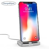 iPhone Docking Station, Basevs Desktop Charging Dock Stand Cradle Rack Charger for Apple iPhone 8, iPhone X, iPhone 7 / 7 Plus 6 6S Plus 5 5S（Cable Included）Sliver