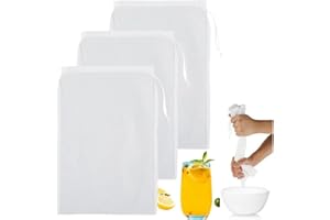 Ai-OUMLEEF 3pcs Reusable Nut Milk Bag, Fine Mesh Nylon Cheese Cloth & Multi-Use Food Strainer, Professional Cold Brew Coffee 
