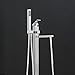 AKDY 8733 Contemporary Freestanding Floor Mount Bath Tub Filler Faucet Spout Single Handle with Handheld Shower Head, Polished Chrome