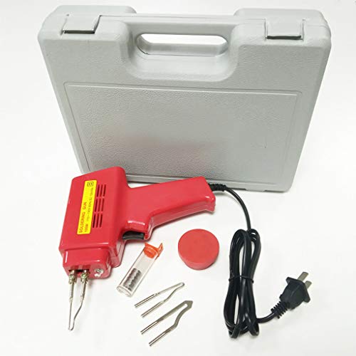 Electric Soldering Iron Solder Gun Kit - 5pc 100w Welding Torch Tool Sets + 2 Tips w/Case 100 Watt 110V for Soldering Electronics, Wood Engraving, Metalwork & Crafts Soldering Gun (Red)