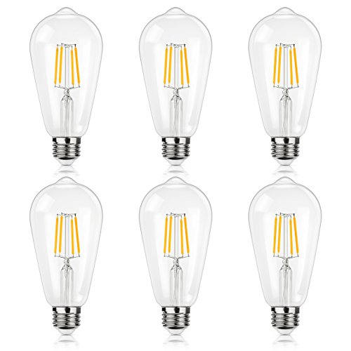 Antique LED Bulb, SHINE HAI 4W (40W Equivalent) ST64 Vintage Edison Light Bulb LED Lighting, 470 Lumen Warm White 2700K E26 Base, ETL-listed, pack of 6