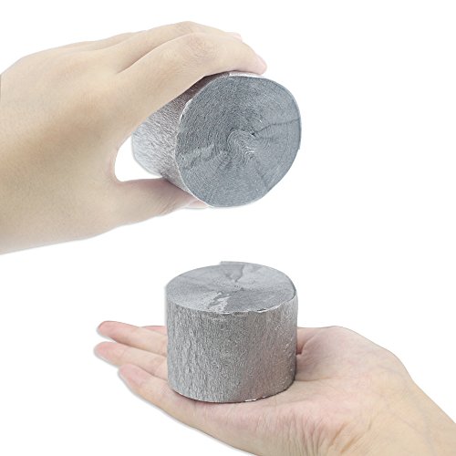 image for Coceca 6 Rolls Silver Crepe Paper Streamers Silver Streamers for Birth