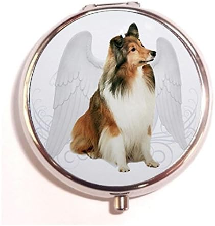 Sheltie Angel Custom image useful Round Pill case Three Compartment Pocket/Purse/Travel Pill Box