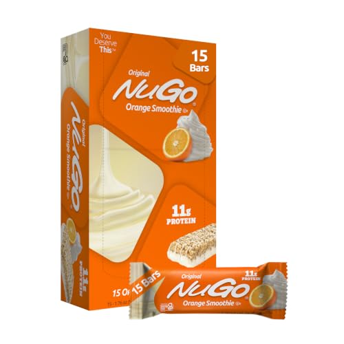 NuGo Protein Bar, Orange Smoothie, 11g Protein, Gluten Free, 15 Count