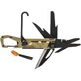 Gerber Gear Stake Out 11-in-1 Multi-tool - 2.2" Plain Edge Blade, Tent Stake Puller, Carabiner Carry - EDC Gear and Equipment - Bronze