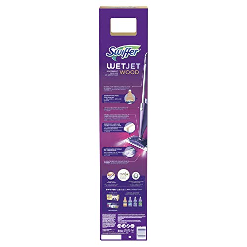Swiffer Wetjet Wood Floor Spray Mop Starter Kit, 1 Power Mop, 5 Mopping