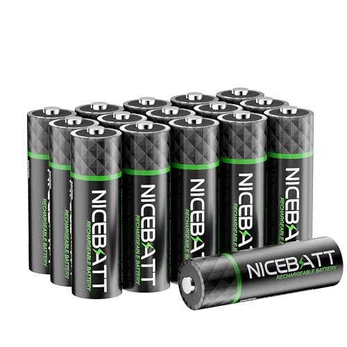 Rechargeable aa Batteries 16 Count, 2800mAh Premium NiMH Double A Battery Low Self Discharge