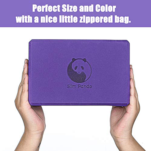 Slim-Panda-FoamCork-Yoga-Block-Set-of-2-Firm-Sturdy-Non-Slip-EVA-Cork-Wood-Eco-Blocks-with-Cover-Bag-9x6x3-Inch-For-Yoga-Pilates-Meditation-Home-Gym-Purple-Grey-Cork