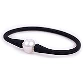 JOE FOREMAN 11mm Real Pearl Bridesmaid Mood Stackable Silicone Rubber Stretch Freshwater Cultured Pearl Jewelry Bracelets for Women 7"