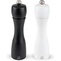 Peugeot 24277 Tahiti Black Matte Pepper Mill and White Matte Salt Mill Set 8 Inch