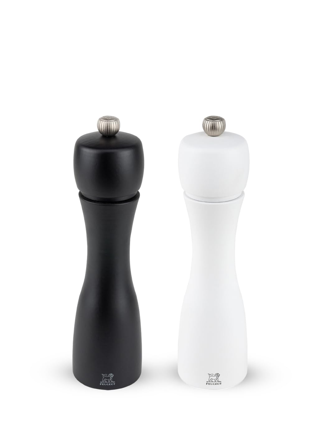 Peugeot - Tahiti 20 cm Salt & Pepper Mill Set - Black Pepper & White Salt Included - Classic Grind System - PEFC Certified Wood - Lifetime Guaranteed Mechanism - Made in France - Black & White