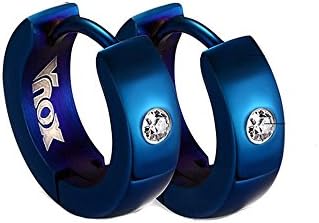 Double FNT Womens Mens Stainless Steel Diamond Hypoallergenic Round Hoop Huggie Earrings