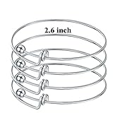 Romance Jewelry 6 Pieces Ball Closure Expandable Stainless Steel Wire Bangle Bracelet Blanks for DIY Jewelry Making, 2.6 Inches