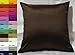 Aiking Home Solid Faux Silk Euro Sham/Pillow Cover, Zipper Closure, 26 by 26 Inches, Brown